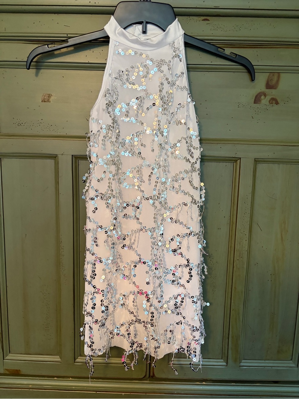 Revolution 142 LC White Sequin Halter Dance Costume